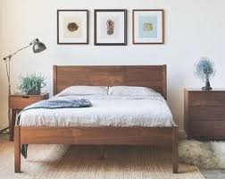 Stained Solid Cherry Garfield Bed Frame Customizable Available In Other Woods Stains Bed Frame And Headboard Walnut Bed Frame Bed Furniture