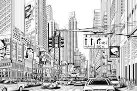 Cartoon City New York Hintergrundbild Stadt Zeichnung Tapeten Wandbilder