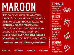 Maroon Color Meaning The Color Maroon Symbolizes Ambition And Confidence Color Meanings Color Symbolism Color Psychology