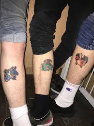 Me And My Buds Got The Three Starter Evolutions On Our Legs Inspired By Which We First Chose As Kids I Got Blastoise Album On Imgur