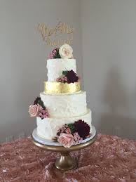 4 Tier Gold Leaf Wedding Cake