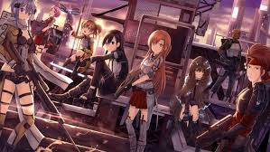 The second season of sword art online, titled sword art online ii, is an anime series adapted from the light novel series of the same title written by reki kawahara and illustrated by abec. Sword Art Online 2 Kirito Asuna Sinon Anime Wallpaper 1920x1080 Kirito Sword Art Online Anime Ilustracao Fantasia