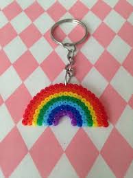 Articles Similaires A Porte Cles Arc En Ciel En Perles A Repasser Sur Etsy Hama Beads Design Beading Patterns Easy Perler Bead Patterns