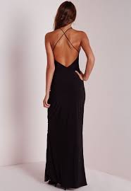 Missguided Petite Slinky Side Split Maxi Dress Black