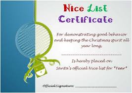 Santa's nice list certificate template. Free Printable Nice List Certificate From Santa Demplates