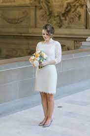 Sweet San Francisco City Hall Elopement Short Wedding Dress Courthouse Wedding Dress Civil Wedding Dresses