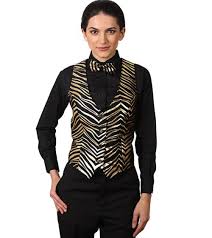 100% official motorhead 'england gold' womens vest top printed on 100% cotton garment neckline: Women S Black Gold Formal Designer Business Suit Zebra Print Vest And Bonus Matching Bow Tie