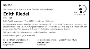 Traueranzeigen von Edith Riedel