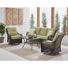 Maybe you would like to learn more about one of these? Hanover Orleans 4 Piece Steel Patio Conversation Set With Avocado Green Cushions 2 Swivel Gliders Sofa And Coffee Table Orl4pcctsw2 Grn The Home Depot