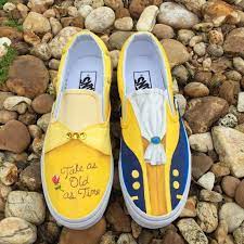 Kids Hand Painted Beauty And The Beast Inspired Canvas Shoes Made To Order Disney Shoes Canvas Shoes Diy Custom Vans Shoes