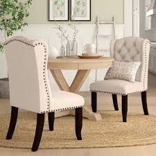 Birch Lane Heritage Calila Tufted Upholstered Wingback Side Chair In Beige Reviews In 2020 Dining Chairs Upholstered Dining Chairs Dining Room Chairs Upholstered
