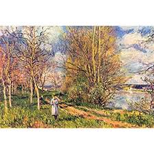 Buyenlarge Les Petits Pres Au Printemps By Alfred Sisley Painting Print Size 24 H X 36 W Landscape Paintings Impressionist Landscape Spring Painting