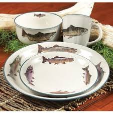 Trout Dinnerware Set 16 Pcs Dinnerware Dinnerware Set Fishing Decor