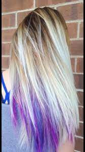 Platinum blonde and purple ombre hair give your chunky curls a funky edge by adding some fun purple wig hair color purple blonde color cool hair color purple streaked hair blonde hair with purple streaks hair streaks purple gray. Blonde Hair With Purple And Dark Blue Underneath Hidden Hair Color Hair Color Purple Underlights Hair
