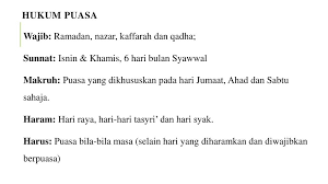 Adalah haram berpuasa sunat pada hari syak iaitu pada 30 haribulan sya'ban yang tersebar berita di kalangan orang bahawa anak bulan ramadan telah dilihat, akan tetapi tidak disabitkan oleh hakim (pemerintah) kerana tidak dipersaksikan penglihatan anak bulan itu oleh seorang yang adil atau ianya. Fiqh Wanita Minggu Empat Ppt Download