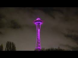 The pearl jam flag was just raised on top of the space needle in celebration of the home shows at safeco. Light Show At Space Needle On New Year S Eve Youtube