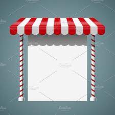 Sale Stand With Red Awning Mockup Design Business Card Logo Design Elements