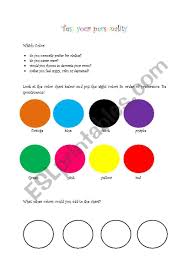 Discovering our personality through true colors (adapted information taken from true colors by don lowry). Colors Personality Test Esl Worksheet By Valh