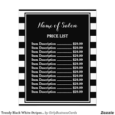 Trendy Black White Stripes Hair Salon Price List Flyer Zazzle Com Hair Salon Price List Salon Price List Hair Salon Prices