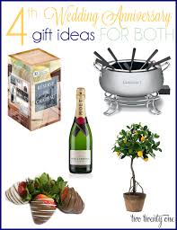 An anniversary is usually for a couple so both should get gifts from each other. 4th Anniversary Gift Ideas