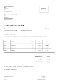 In masura in care sunteti o firma mica aveti optiunea sa listati. Confirmacion De Pedido Modelo Para Excel Y Word Ionos