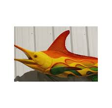flamed marlin fish mount double sided