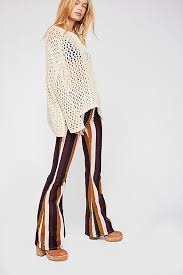 Black And White Striped Flare Pants Outfit Pull On Corduroy Printed Flares Fashion Striped Flare Pants Flared Pants Outfit