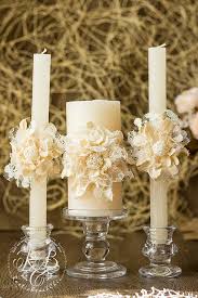 Ivory Wedding Unity Candles Handmade Flower Rustic Wedding Ideas Wedding Pillar Candl Personalised Wedding Candles Pillar Candles Rustic Wedding Unity Candle