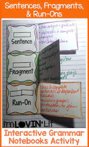 Fragments Run Ons Interactive Notebook Activity Foldable Organizer Lesson Grammar Interactive Notebook Grammar Notebook Teaching Writing