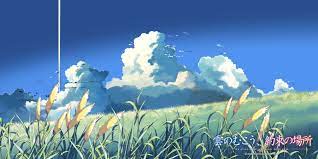Grass Field Digital Wallpaper The Place Promised In Our Early Days Anime Clouds Makoto Shinkai Sky 720p Wallpape In 2021 Digital Wallpaper Sky Artwork Sky Digital