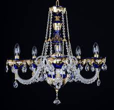 Check spelling or type a new query. 5 Arms Blue Enameled Crystal Chandelier With Glass Flowers On The Gold Base Bohemian Glass