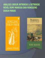 Analisis Unsur Intrinsik Ektrinsik Pptx Analisis Unsur Intrinsik Ektrinsik Novel Bumi Manusia Dan Ronggeng Dukuh Paruk Disusun Oleh Ferdo Daffa Course Hero