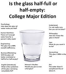 Glass Half Full Or Half Empty College Major Edition Glass Half Full College Majors How Are You Feeling