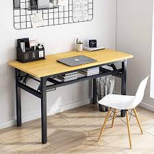 I dig the extra shelf to hold extra supplies, too. Insputer Computer Desk Folding Desk Study Desk 80 X 40 X 75cm Laptop Desk No Assembly Required Yellow Foldable Table With Adjustable Legs Office Desks For Home And School Amazon Co Uk Kitchen