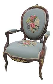 Victorian Rosewood Ormolu Needlepoint Arm Chair On Chairish Com Victorian Chair Armchair Victorian Furniture