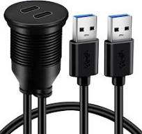 BATIGE Dual Port USB 3.0 Male to 2 Ports Type C 3.0 Female Car Flush Mount  Cable USB C 3.0 Panel Mount Extension Cable for Car Truck Boat Motorcycle -  ...