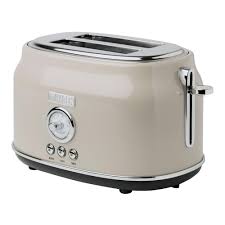 Haden 75003 Dorset Wide Slot Stainless Steel Body Countertop Retro 2 Slice Toaster With Adjustable Browning Control Putty Beige In 2020 Stainless Steel Toaster Retro Toaster Toaster