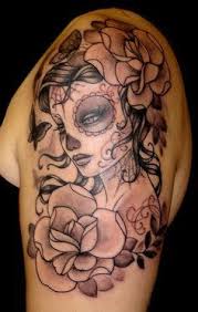 Womens Quarter Sleeve Tattoo Google Search Girly Skull Tattoos Skull Girl Tattoo Sugar Skull Tattoos