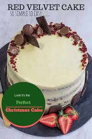 Bird a cake strawberry santa hat cupcakes. Red Velvet Cake Simple Easy Christmas Cake My Kitchen Stories