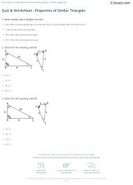 Quiz Worksheet Properties Of Similar Triangles Study Com