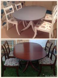 Table And Four Chairs Painted In White Egg Shell And Slate Grey Satin Wood Seats Upholstered In Bird House F Kitchen Table Settings Oak Table And Chairs Table
