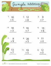 Jungle Addition Worksheet Education Com Addition Worksheets Worksheets Math Worksheet