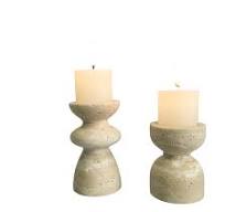 Wholesale Price Hotel Home Decoration Natural Travertine Stone Marble  Candle Stick Holders Beige Candlestick Holder