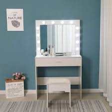 Makeup dressing table with stool mirror bulb vanity set with lighted mirror cushioned stool dressing table makeup table for us. Riforla Vanity Set With Lighted Mirror Makeup Vanity Dressing Table Dresser D Walnut And White Bedroom Furniture White Bedroom Furniture Dressing Table Vanity