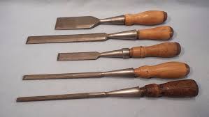 Lot Of 5 Vintage Socket Wood Chisels Leather Caps Wood Chisel Vintage Wood Antique Tools
