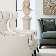 Bernhardt Kingston Wing Chair Shown In Ivory Leather Upholstered Accent Chairs Chic Chair Upholstered Furniture
