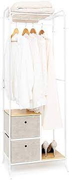 Clothing racks by material clothing racks come in a variety of materials, including steel, wood, plastic and aluminum. Suhu Mobile Clothes Stand Metal With 2 Drawers Fabric Coat Stand With Hooks Open Hanging Shelf Clothes Rail Shoe Rack For Front Room Hallway Wood Steel White Beige Amazon De Kuche