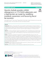 Maybe you would like to learn more about one of these? Pdf Opuntia Cladode Powders Inhibit Adipogenesis In 3 T3 F442a Adipocytes And A High Fat Diet Rat Model By Modifying Metabolic Parameters And Favouring Faecal Fat Excretion