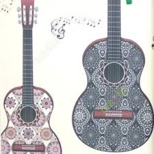 Chord charts in the pinned comment!), a capo on 6th fret, and a couple of picking patterns! Black Brown White Purple Blue Grey Color Musical Instruments Guitar With Pattern In Different Colors Musical Symbols Kids Home Decor Wallpaper