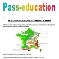 Carte de france la nuit ▶. Relief De La France Ce2 Cm1 Evaluation